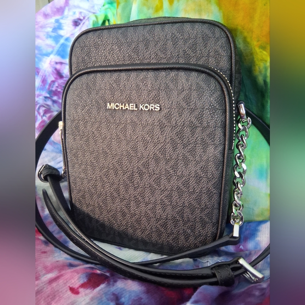 Michael Kors Black Textured Crossbody Bag